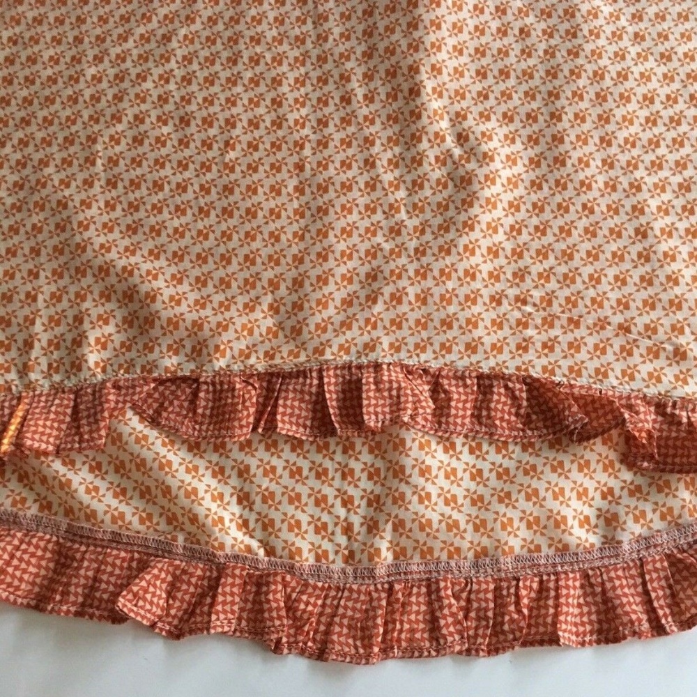 GAP Womens Orange Geometric Pinwheel Peter Pan Collar Bow Sleeveless Blouse Sz S - Picture 6 of 6